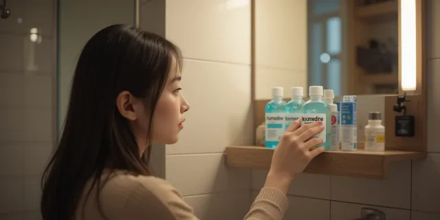 헥사메딘 가글을 정리해서 보관하는 장