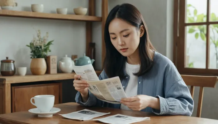 건강 기록을 확인하며 수치를 체크하는 모습