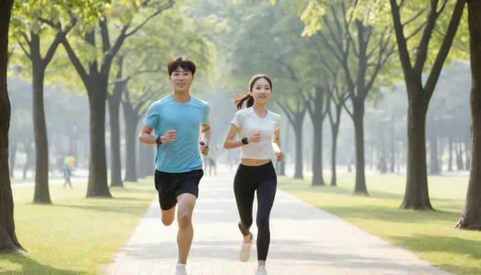 일상 속 테스토스테론 수치를 높이기 위한 운동을 하고 있는 모습