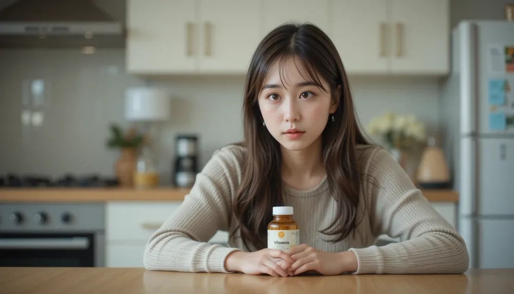 비타민C 과다복용 고민하는 모습