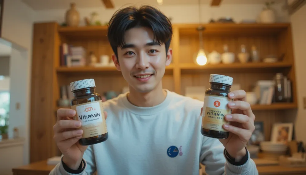 여러 제품 중 용량을 비교하며 신중히 선택하는 모습