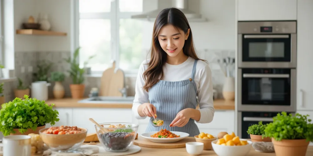 체지방 감량 식단 준비하는 주방 모습