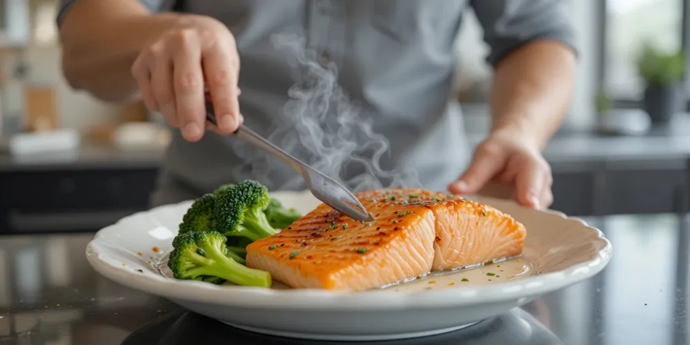 연어와 브로콜리 체지방 감량 식단 요리 모습