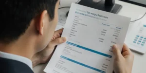 유전자 검사 비용 상담 중인 중년 남성