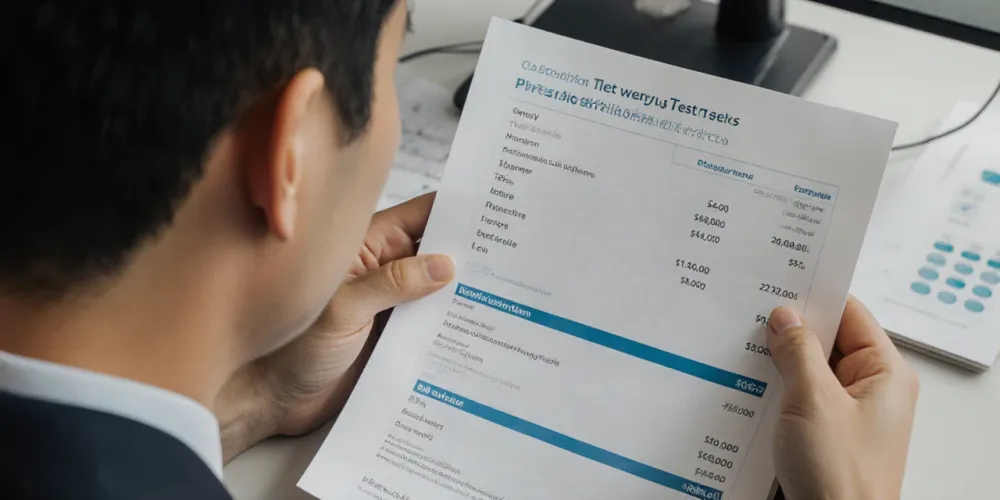 유전자 검사 비용 상담 중인 중년 남성