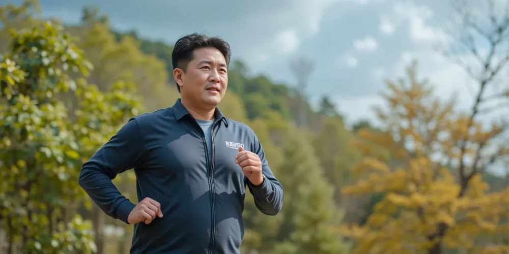 체중 감량으로 수면 무호흡증 개선을 실천하는 남성의 모습