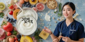 장 건강에 좋은 습관을 설명하는 영양사 모습