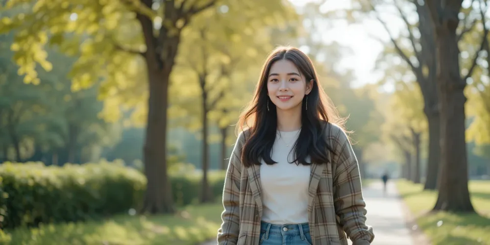 갱년기 증상 완화와 스트레스 해소를 위해 산책하는 장면