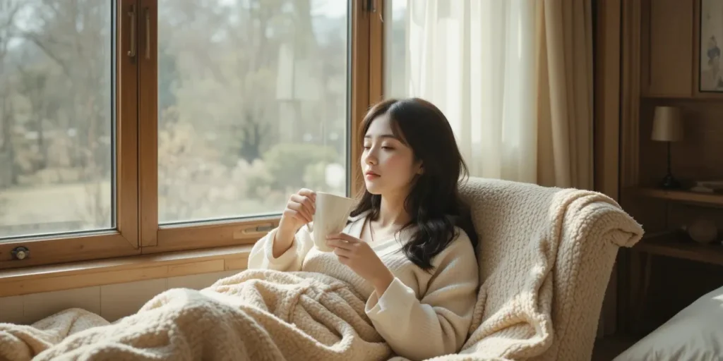 긴장을 풀며 생활습관을 조절하는 모습