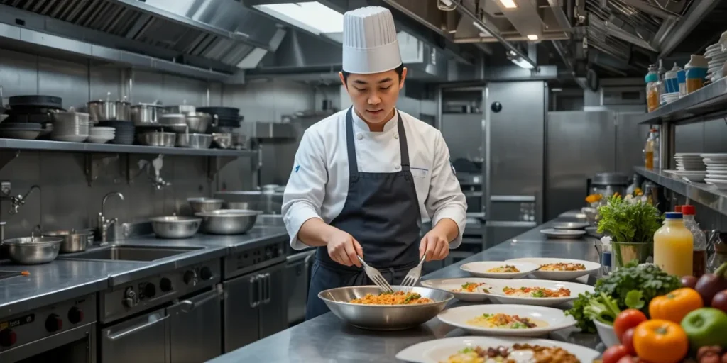 저염 식단을 준비하는 요리사의 모습
