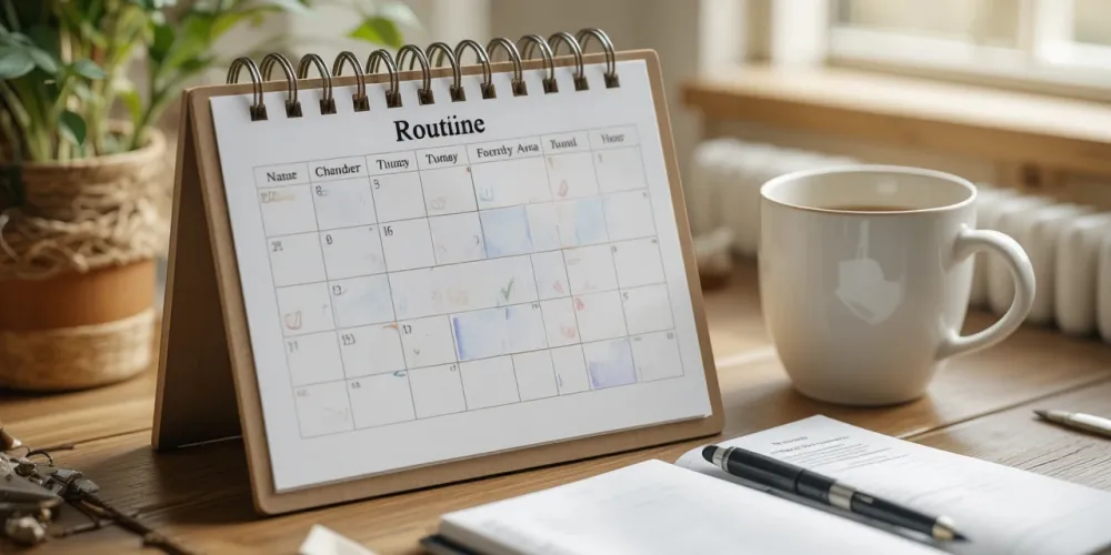 다이어리에 루틴을 기록하며 꾸준함을 실천하는 모습
