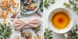 수면, 영양제, 차, 명상으로 구성된 면역력 루틴의 모습