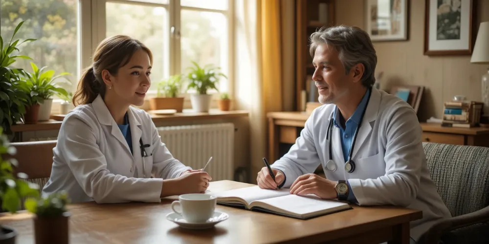 상담을 통해 건강한 생활 습관을 계획하는 모습