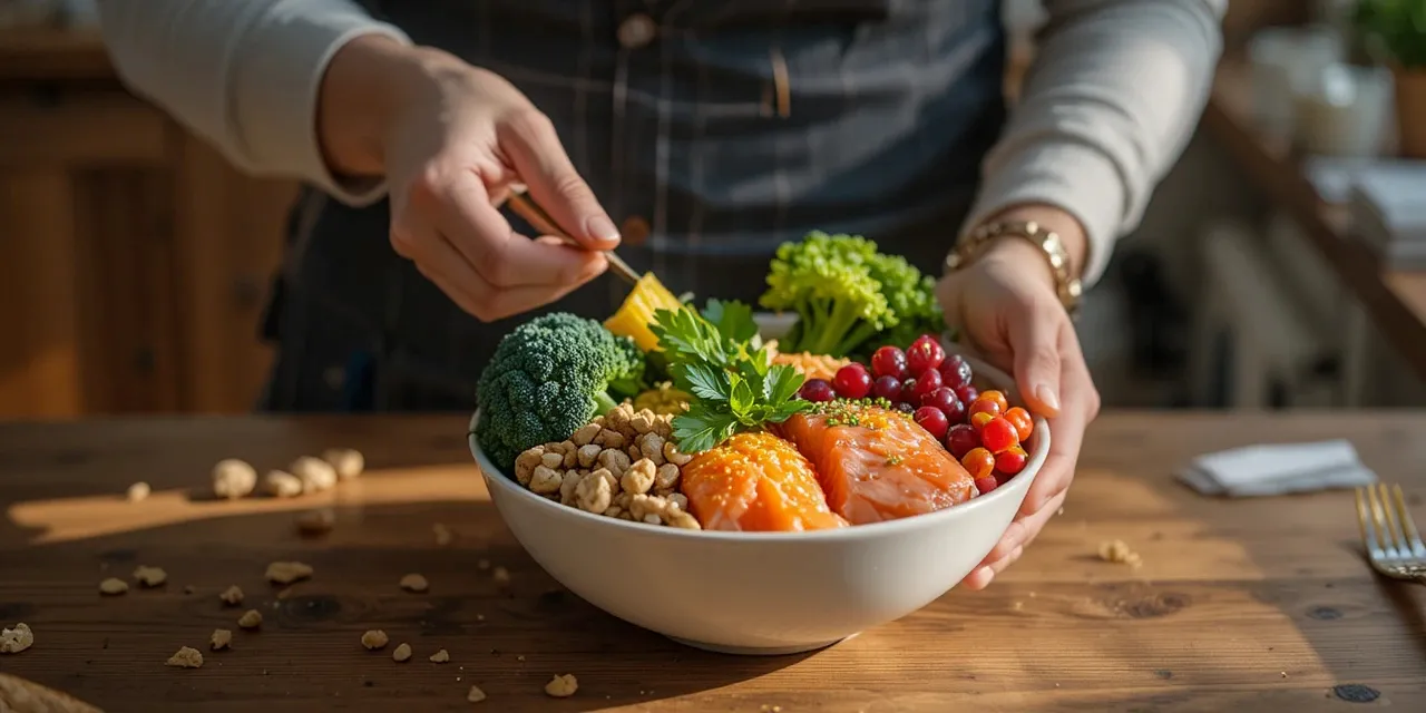 항염 식재료로 구성된 건강식 준비하는 모습