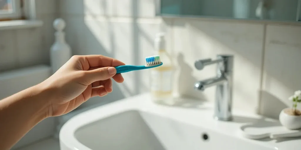 오래된 칫솔을 새 칫솔로 교체하는 모습