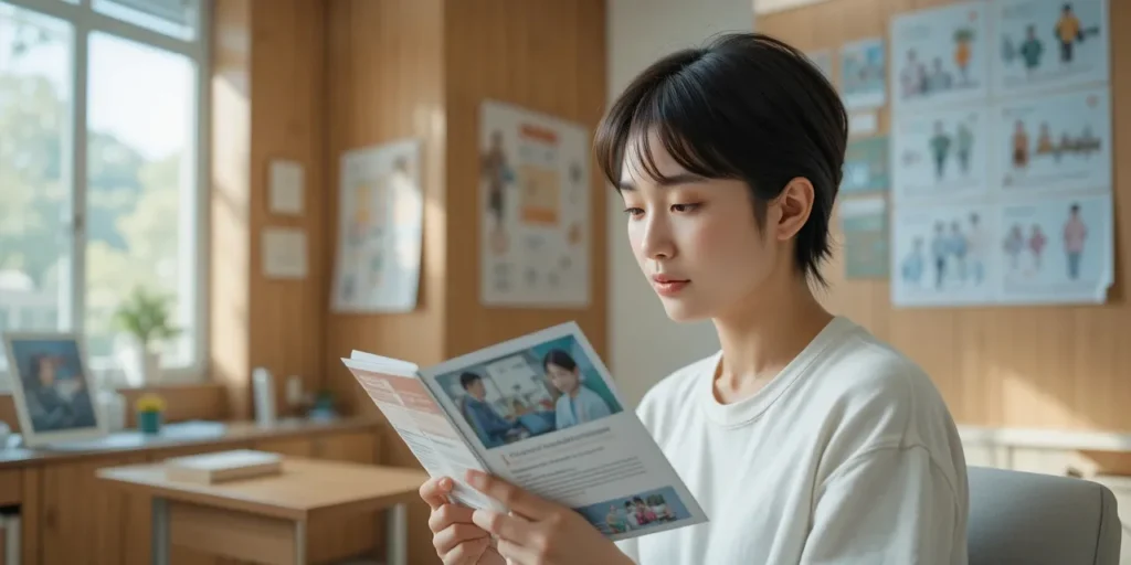 독감 예방접종 정보를 살펴보는 모습
