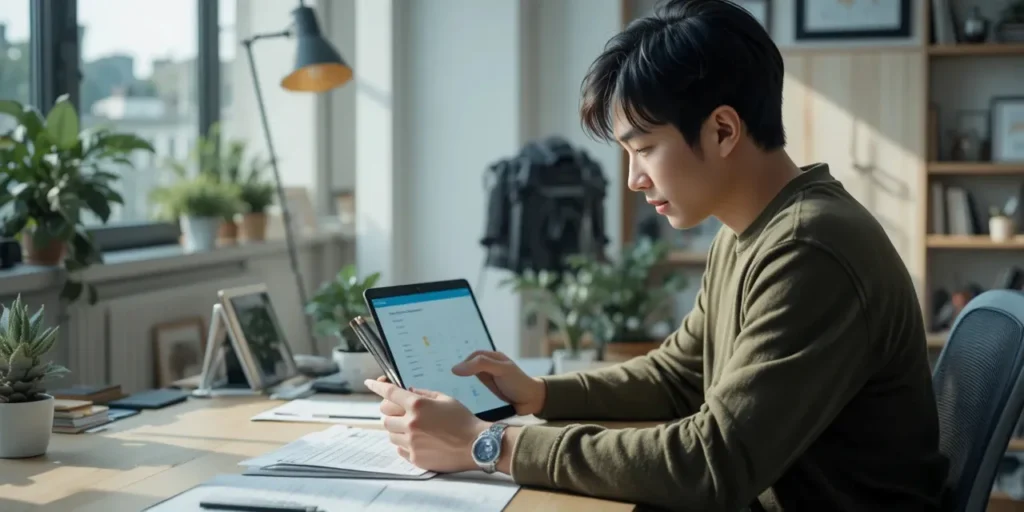 독감 예방접종 시기를 확인하는 모습