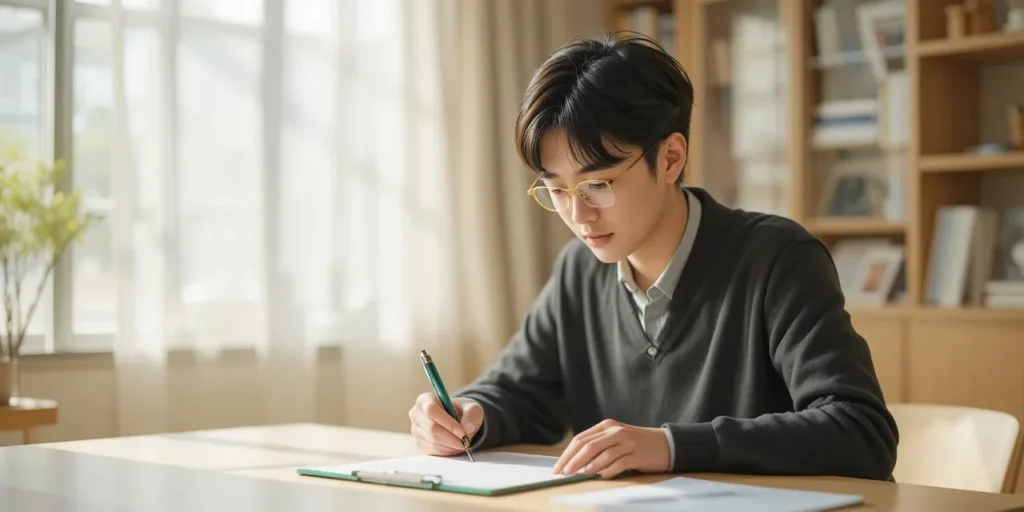 자가 점검 체크리스트를 살펴보는 모습