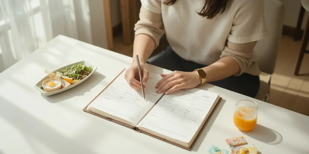 식단 관리 계획을 정리하는 모습