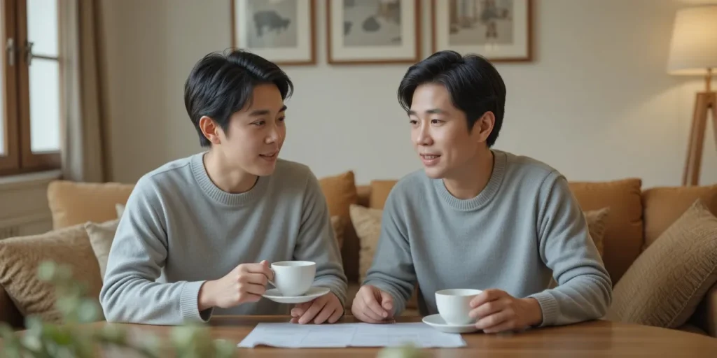 편안한 분위기 속 대상포진 예방접종을 이야기하는 모습