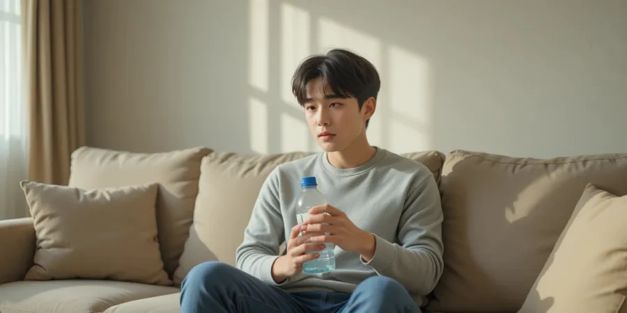 단식 중 피로감을 느끼며 휴식을 취하는 모습