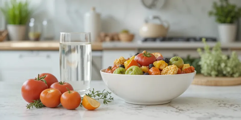 장 기능을 돕는 건강 식품이 담긴 그릇을 클로즈업한 모습