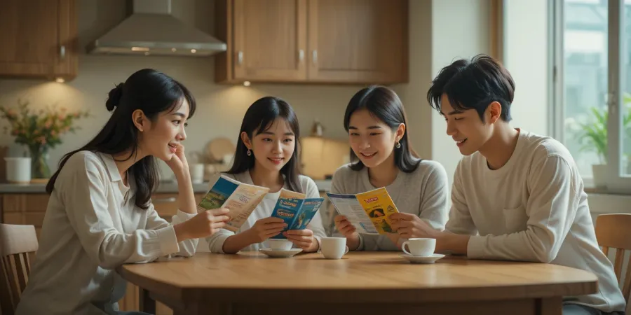 충치 예방 치약 추천 TOP 5 비교 분석과 선택 기준 6 가족이 테이블에서 치약 정보를 비교하는 모습