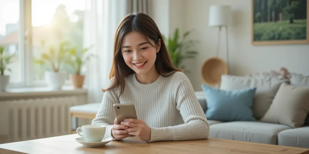 국가건강검진 결과 조회 방법 확인 후 기뻐하는 모습