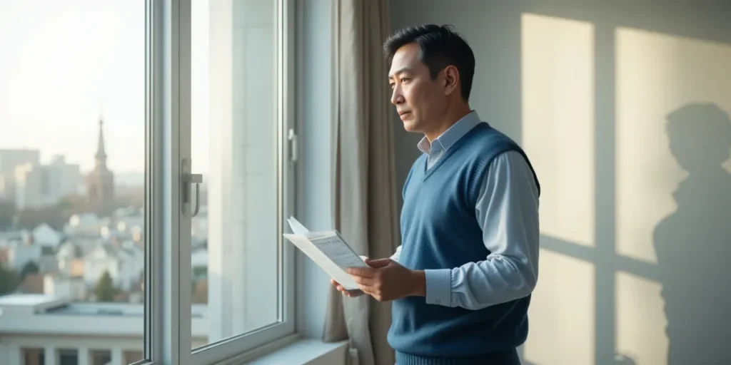 수치 확인 후 생활 습관에 대해 반성하는 남성의 모습