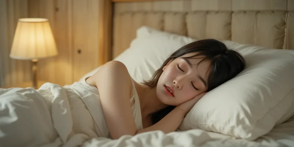 단식 후 아늑한 침실에서 편안하게 잠든 모습