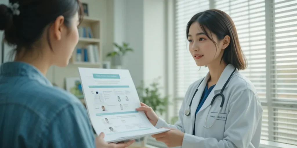 의사가 국가건강검진 최신 기준에 대해 설명하는 모습