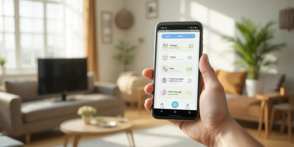 스마트폰으로 국가건강검진 항목 변경사항 확인하는 모습