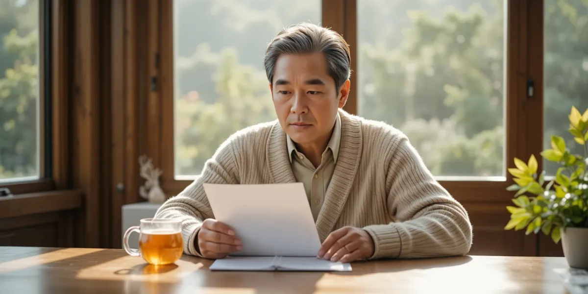 국가건강검진 항목 변경 내용을 유심히 살피는 남성의 모습