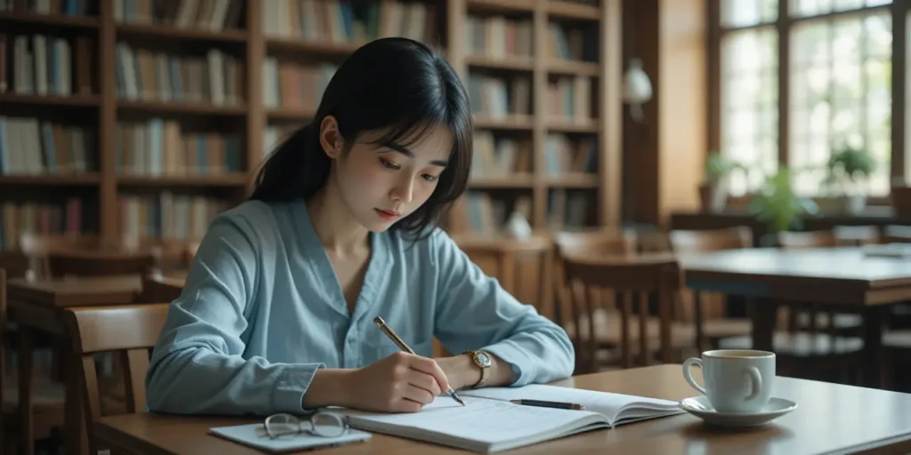 국가건강검진 항목 문진표를 작성하는 여성의 모습