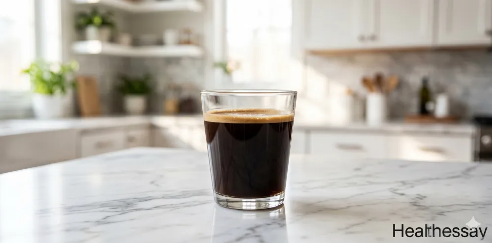 대장내시경 전 맑은 블랙커피가 잔에 담겨 있는 모습