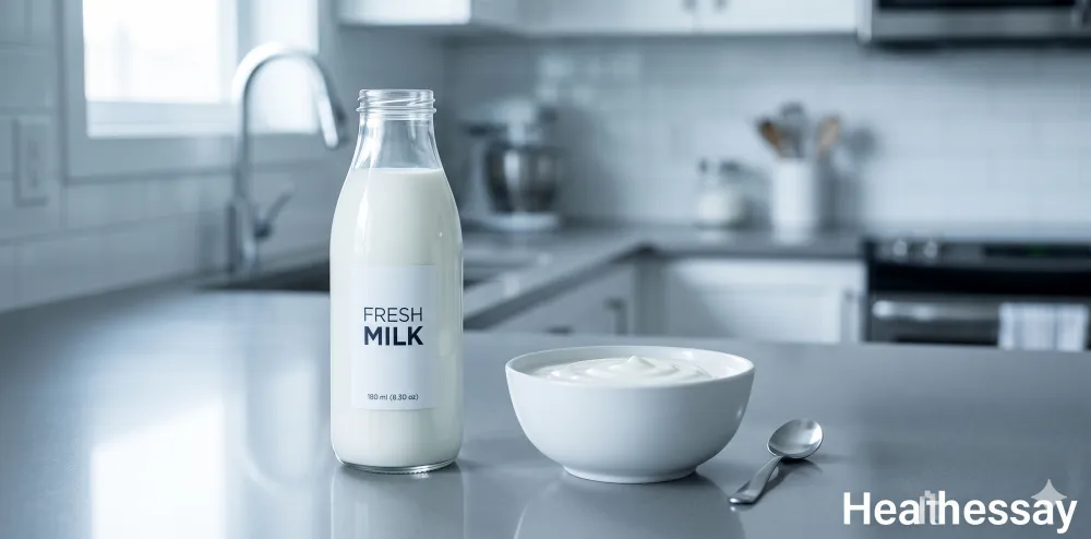 대장내시경 전날 식탁 위에 놓인 우유와 요거트의 모습