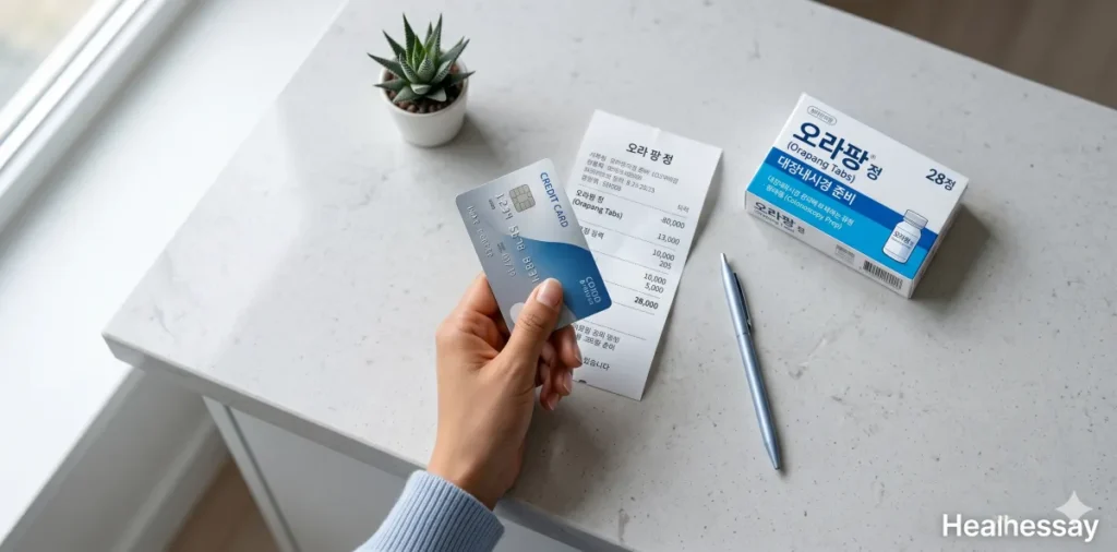 오라팡 가격 및 비급여 비용 결제를 준비하는 모습