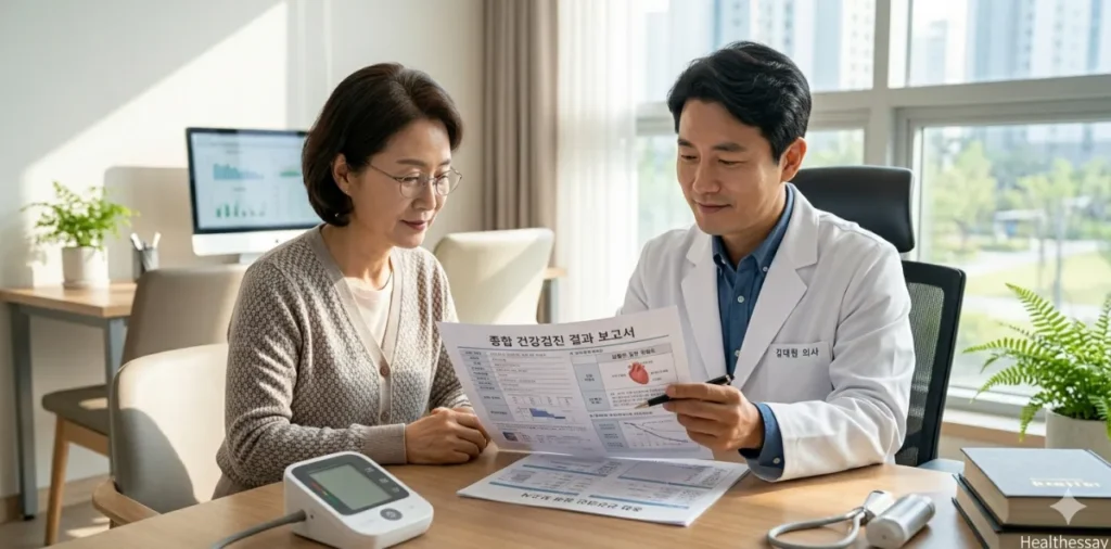 병원 혈압 높게 나오는 이유 상담하는 모습