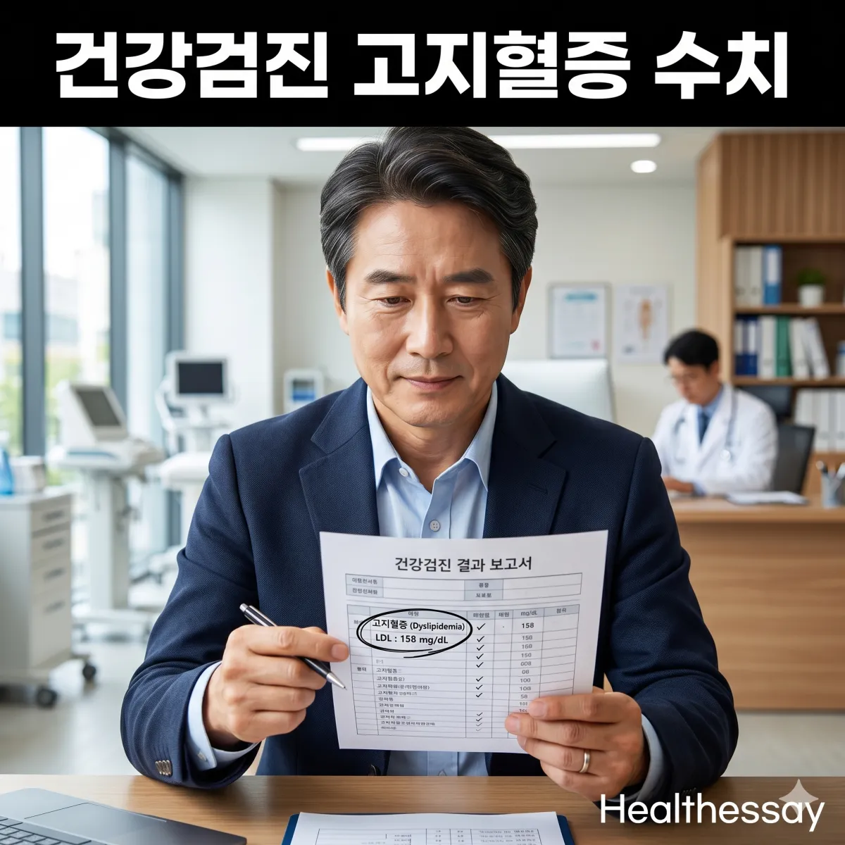 건강검진 고지혈증 이상지질혈증 수치 확인하는 남성