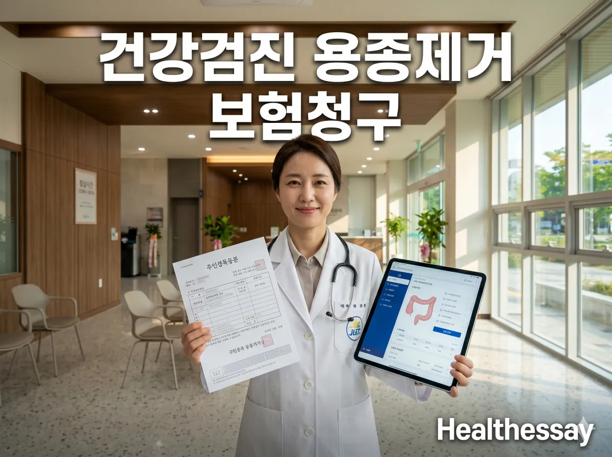 건강검진 용종제거 보험청구 안내를 듣는 모습