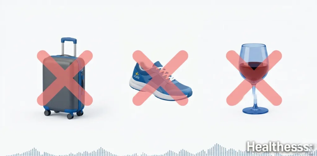 용종 제거 후 운동 및 음주 등 주의해야 할 금기 사항들을 묘사한 모습