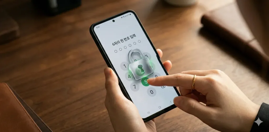 보안이 걸린 문서 파일에 생년월일 비밀번호를 입력하는 모습