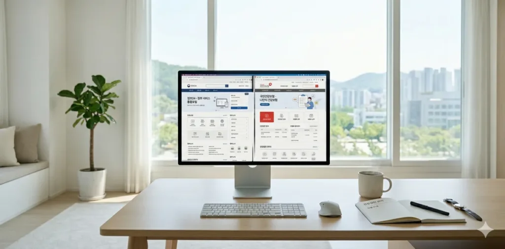정부 포털 사이트가 열린 모니터 모습