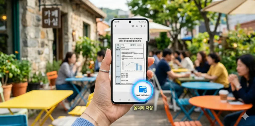 휴대폰에 저장된 PDF 결과지 모습