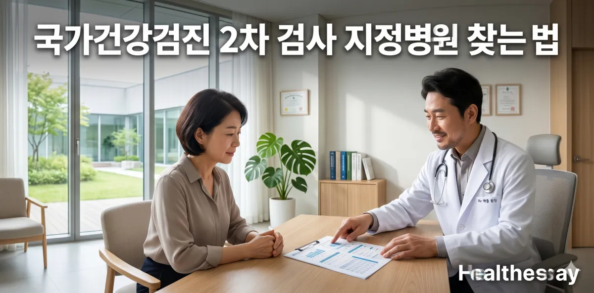 국가건강검진 2차 검사를 위해 의사와 상담 중인 여성의 모습