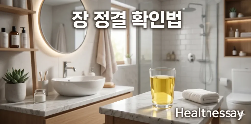 식탁에서 대장내시경 장 정결 확인법 상태를 고민하는 모습