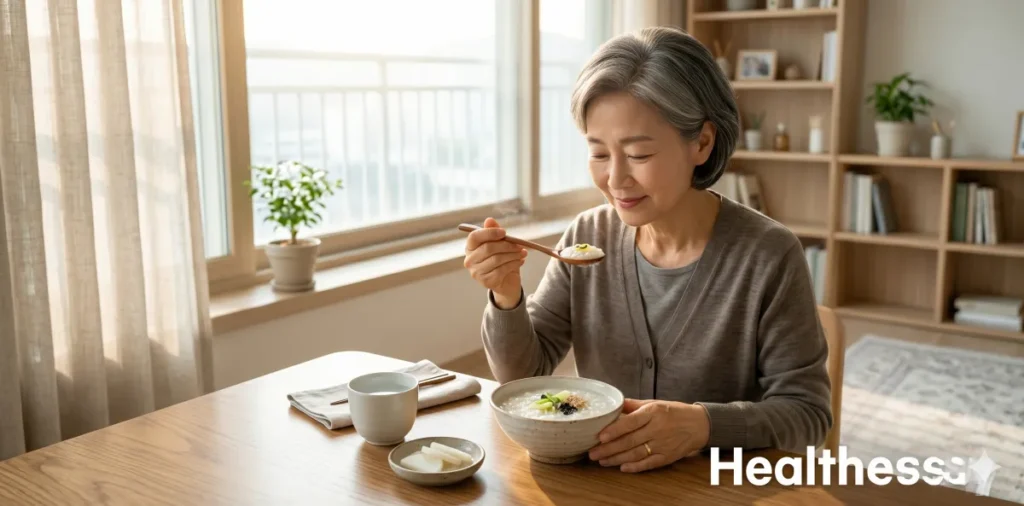 위내시경 조직검사 결과 기간 및 비용 보험 실비 총정리 7 조직검사 후 식사 주의사항에 따라 부드러운 죽으로 첫 끼를 먹는 모습