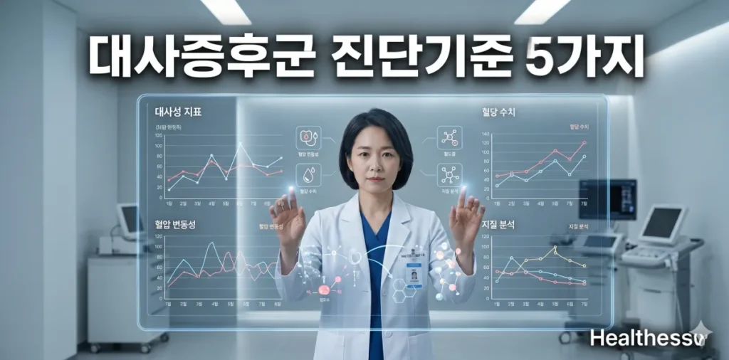 대사증후군 진단기준 5가지와 질환의심 결과표 해석 방법 2 국가건강검진 대사증후군 진단기준 5가지 수치를 정밀하게 분석하는 모습