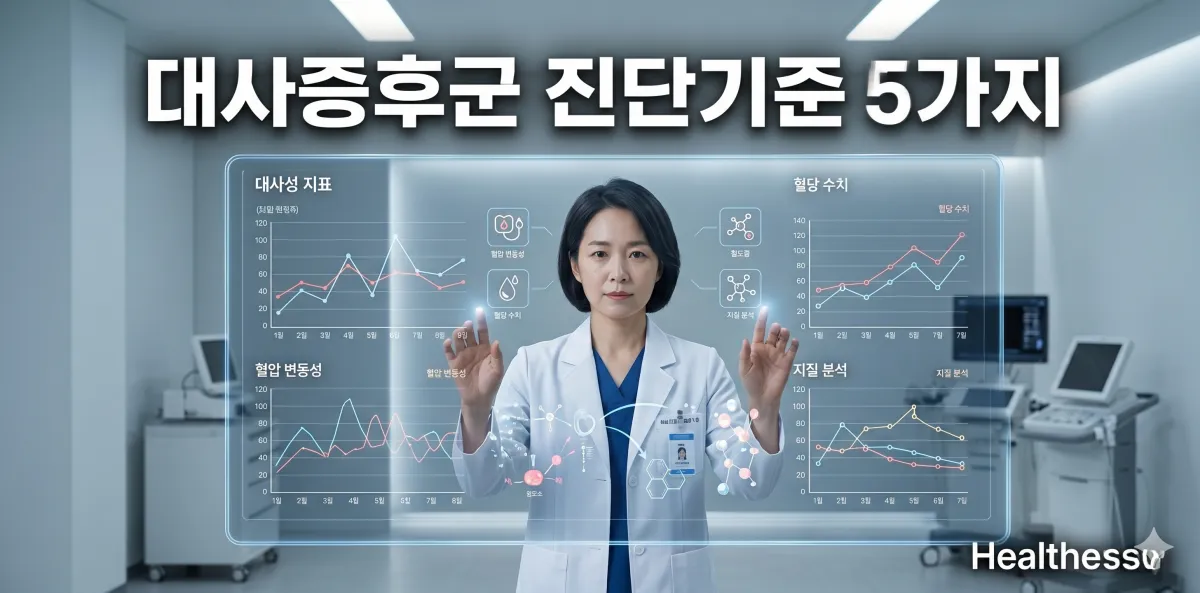 국가건강검진 대사증후군 진단기준 5가지 수치를 정밀하게 분석하는 모습