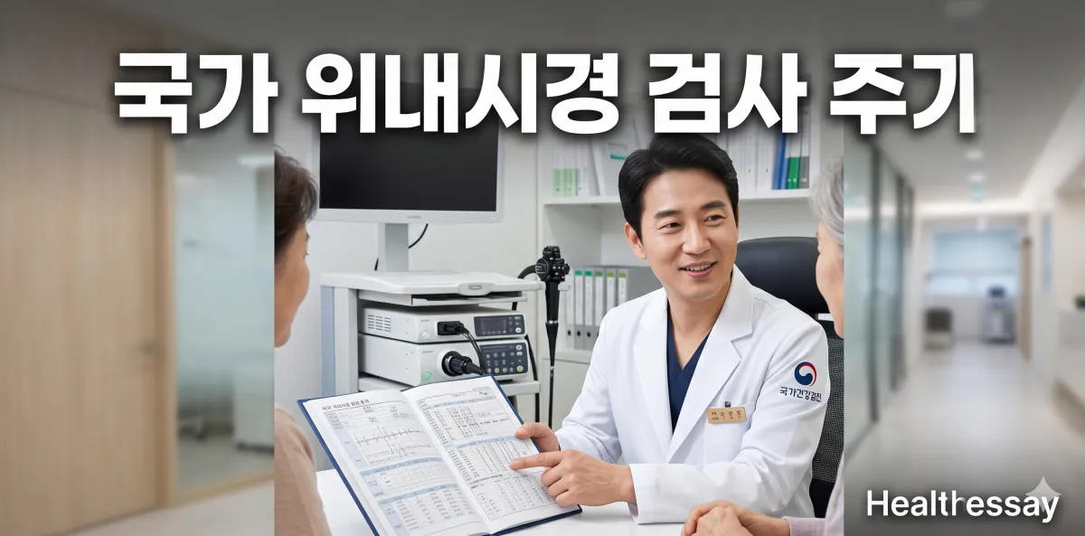 국가 위내시경 검사 주기 가이드를 살펴보는 모습